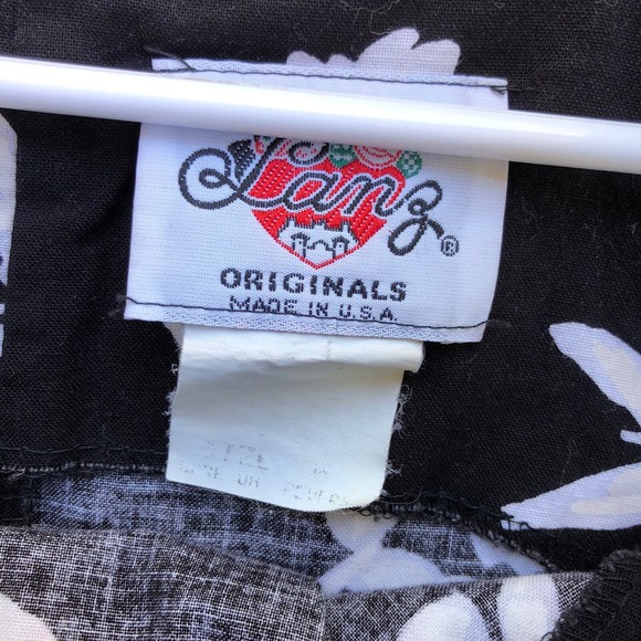 VTG Lang originals USA pinup dress 6/8 black white floral cotton fit and flare - Picture 7 of 9